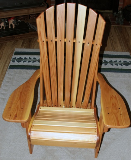  cedar adirondack chair with walnut pegs; no metal hardware was used